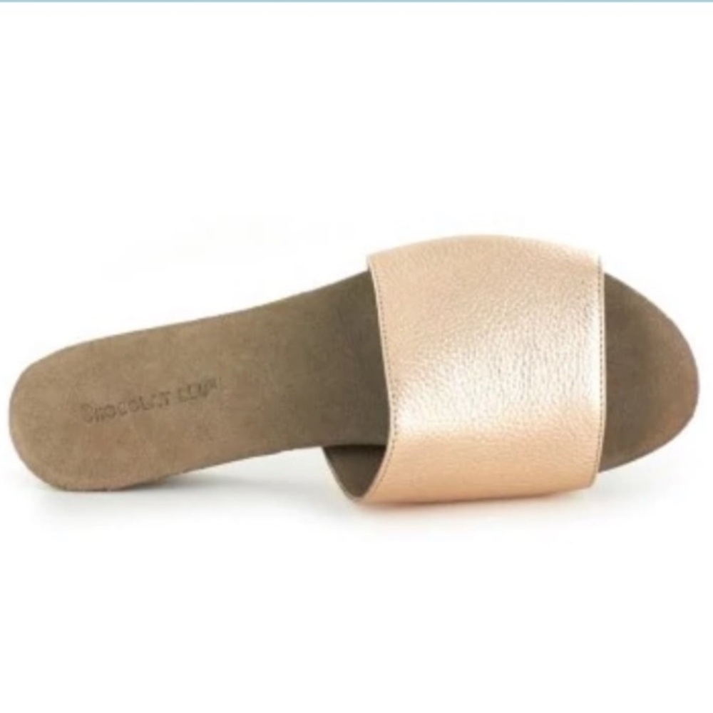 Never Worn Chocolat Blu Viveca Rose Gold Leather Sandal